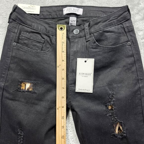 Judy Blue Jeans Womens 5/27 High Waist Skinny Distressed Leopard Patch JB-8550 - Picture 13 of 14